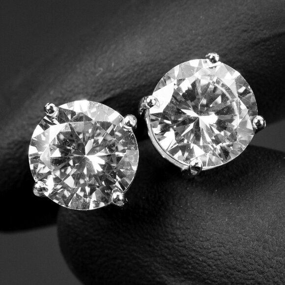 Big Brilliant Solitaire 925 Sterling Silver Round Large Stud Screw Back Earrings - Picture 1 of 5